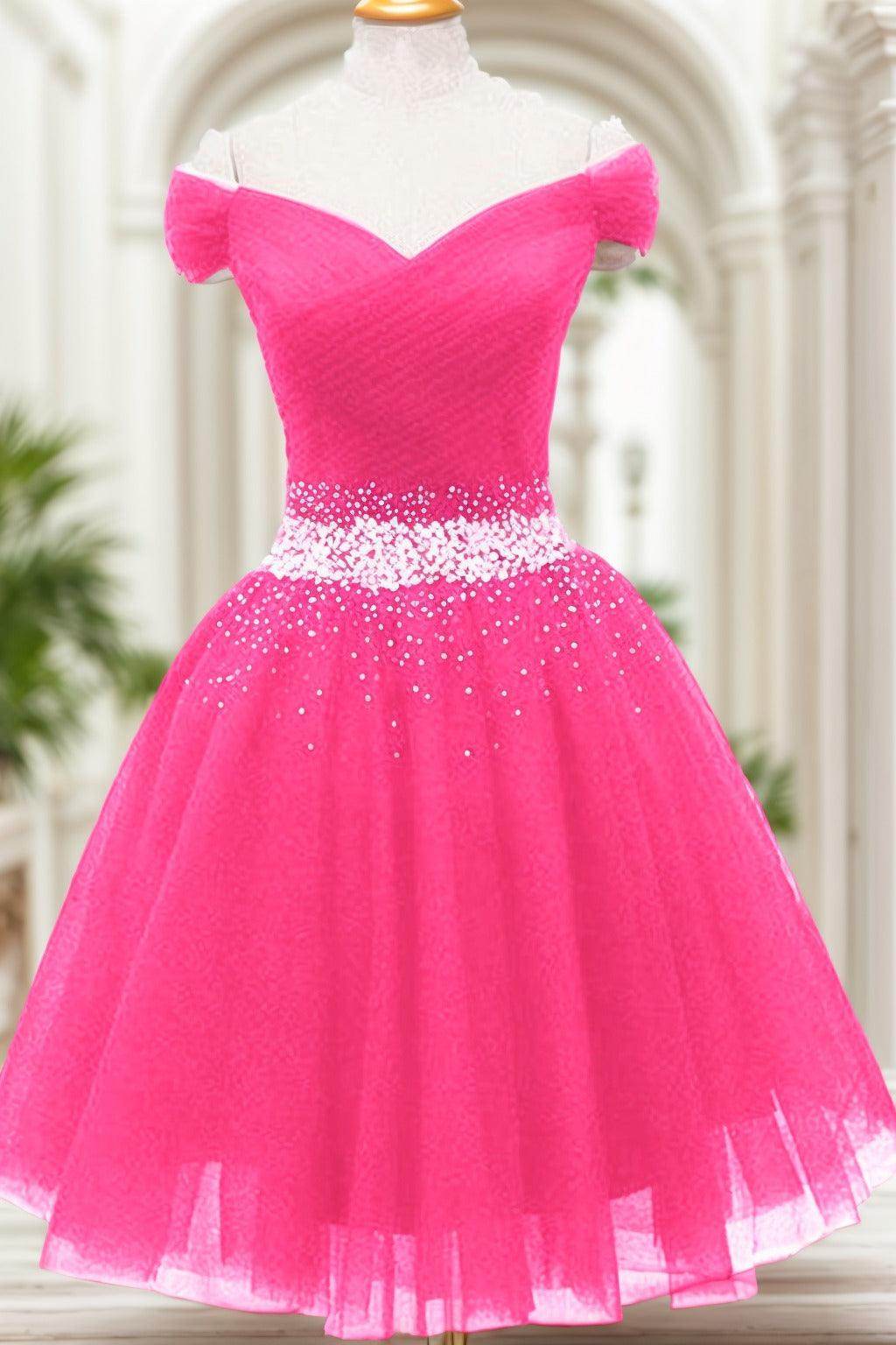 A-Line Knee Length Tulle Homecoming Dresses CS0524