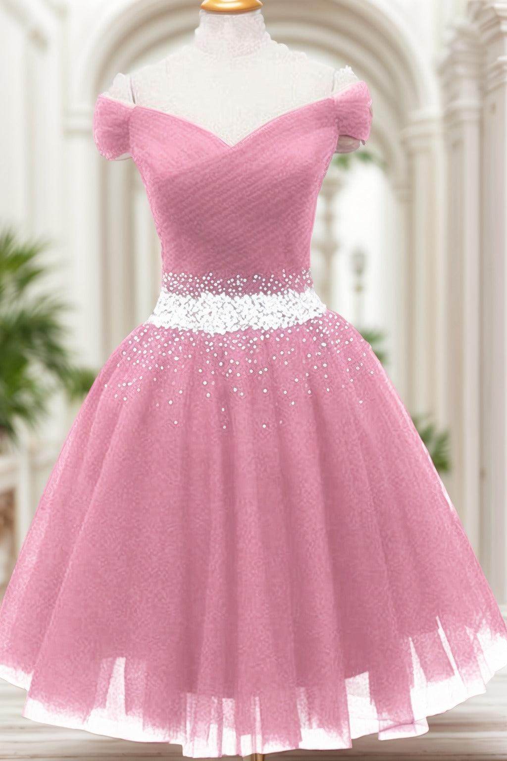 A-Line Knee Length Tulle Homecoming Dresses CS0524