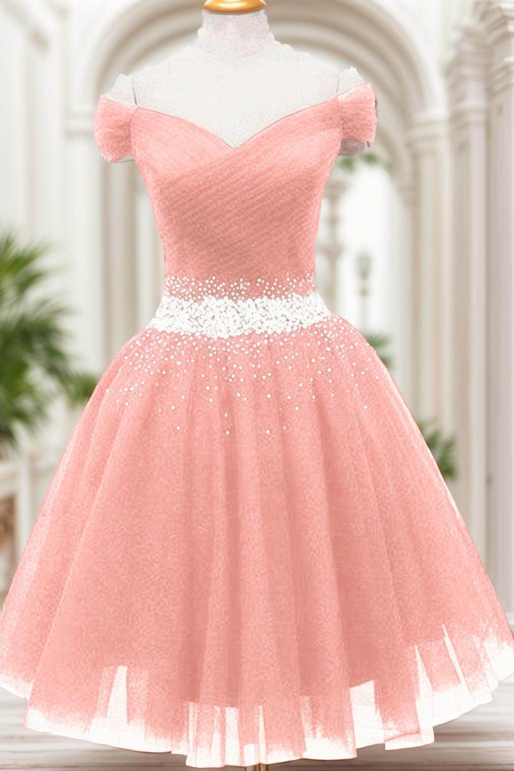 A-Line Knee Length Tulle Homecoming Dresses CS0524