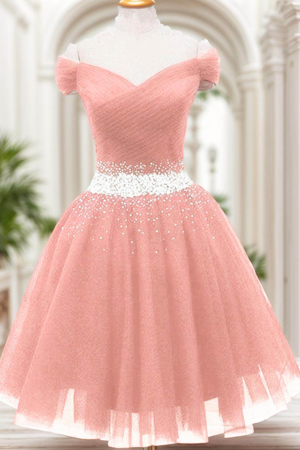 A-Line Knee Length Tulle Homecoming Dresses CS0524
