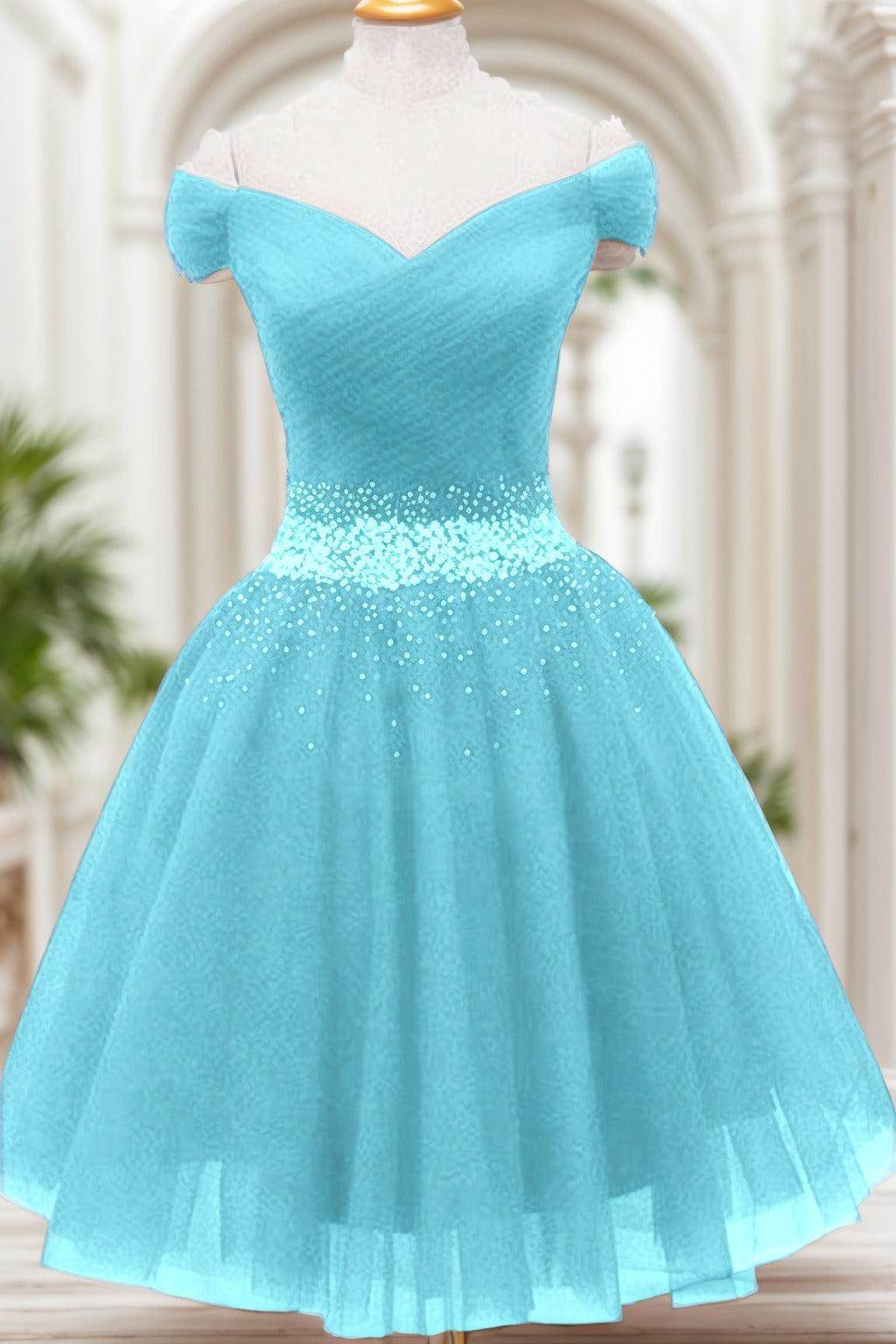 A-Line Knee Length Tulle Homecoming Dresses CS0524