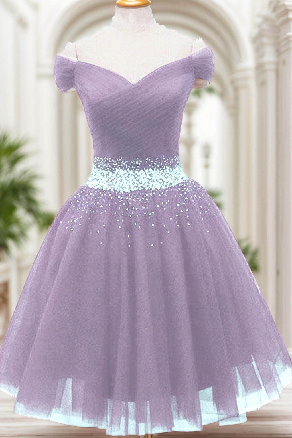 A-Line Knee Length Tulle Homecoming Dresses CS0524