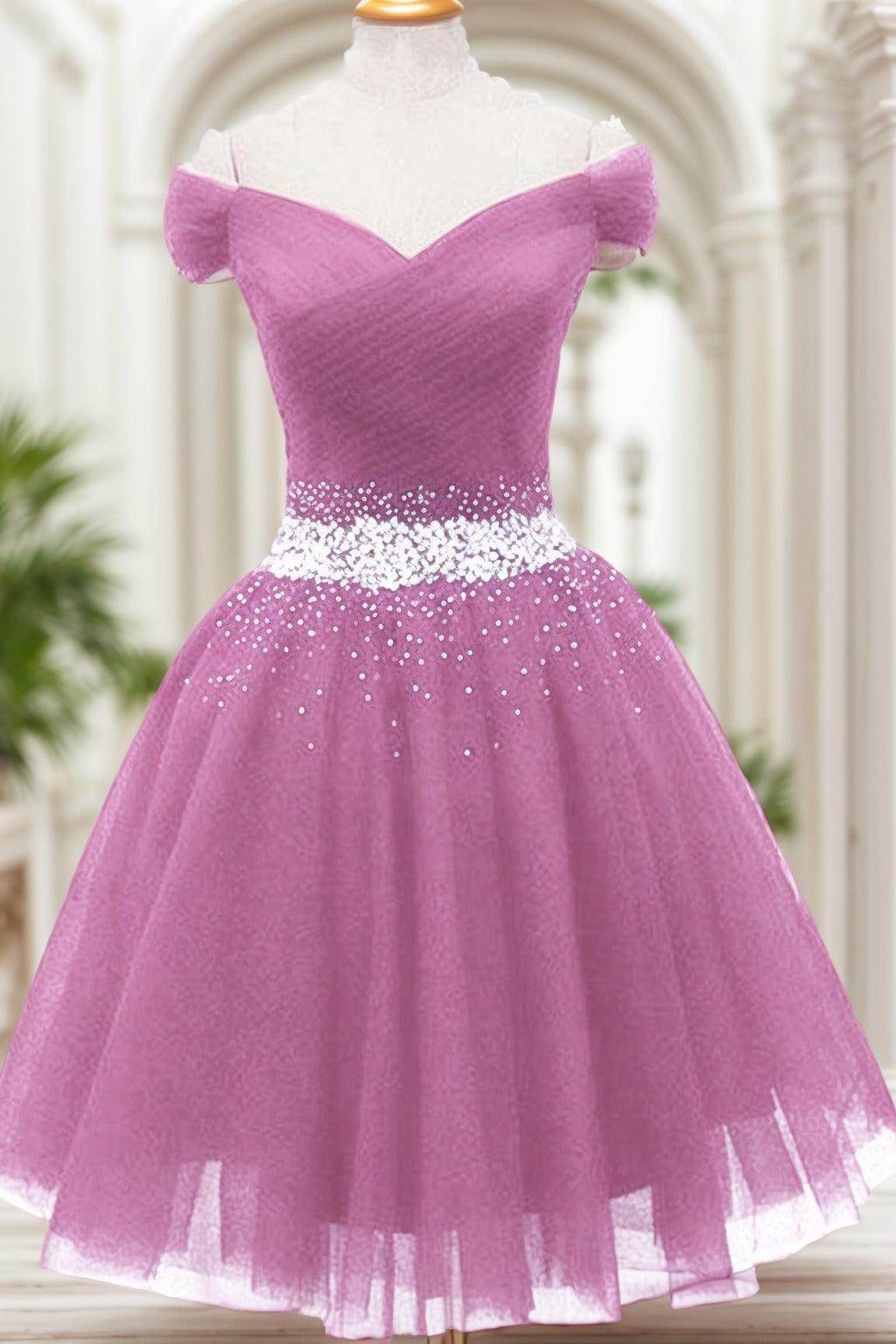 A-Line Knee Length Tulle Homecoming Dresses CS0524