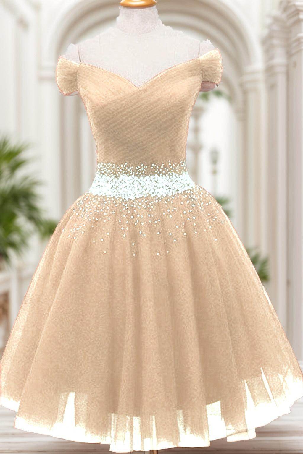 A-Line Knee Length Tulle Homecoming Dresses CS0524