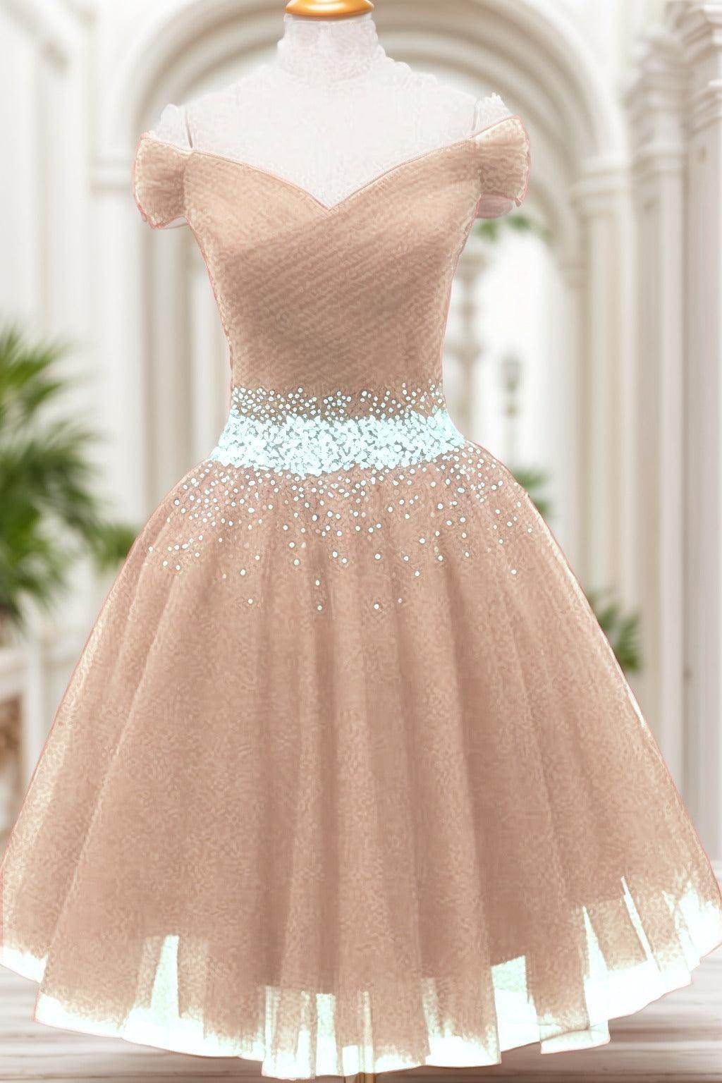 A-Line Knee Length Tulle Homecoming Dresses CS0524