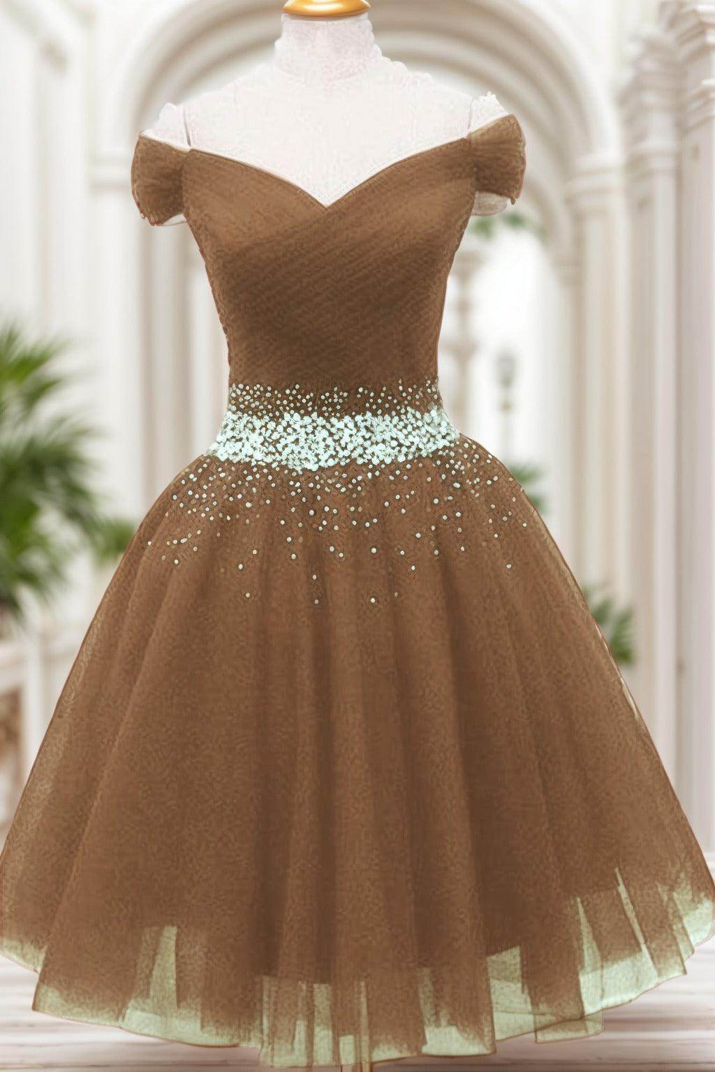A-Line Knee Length Tulle Homecoming Dresses CS0524