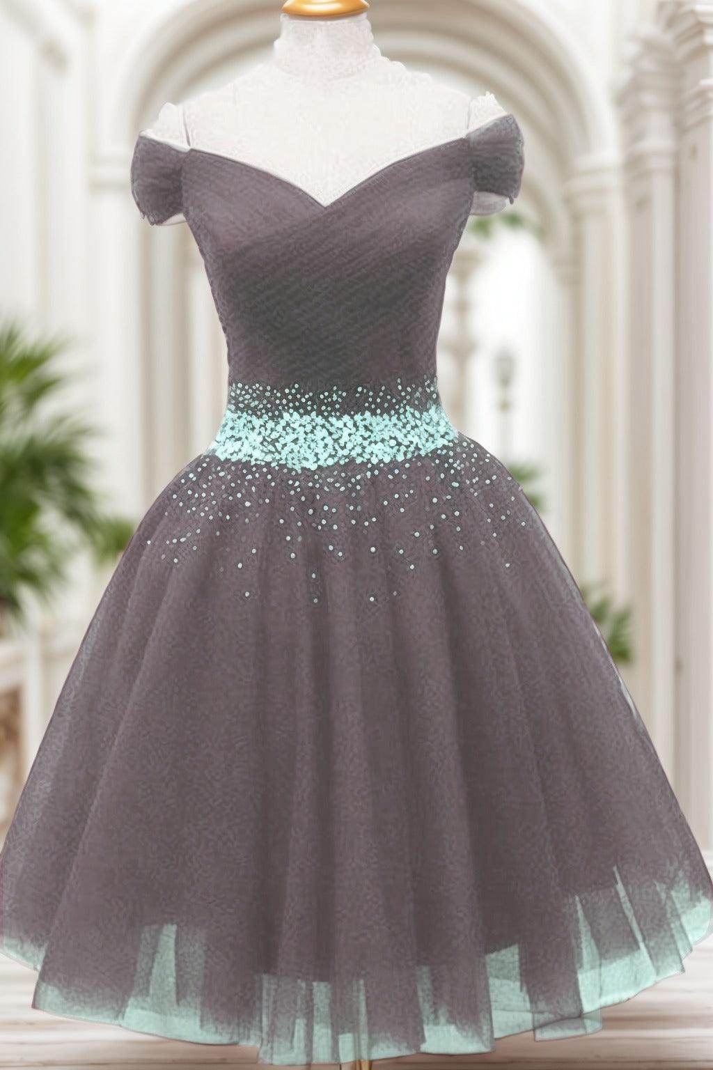 A-Line Knee Length Tulle Homecoming Dresses CS0524