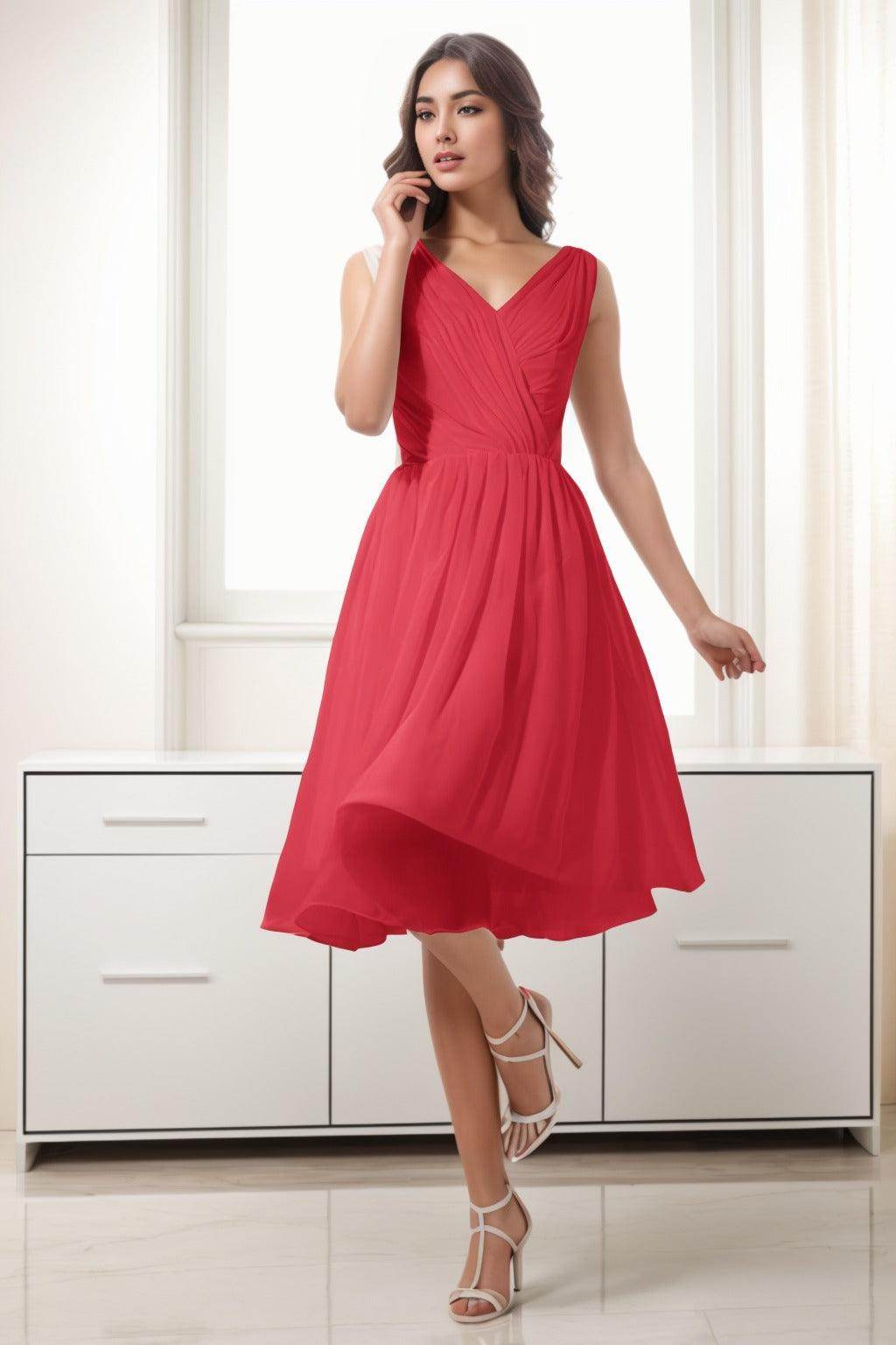 A-Line Tea Length Chiffon Homecoming Dresses CS0528