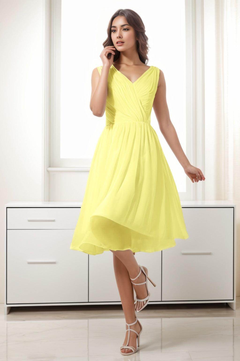 A-Line Tea Length Chiffon Homecoming Dresses CS0528