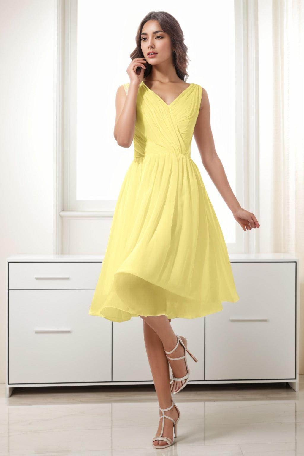 A-Line Tea Length Chiffon Homecoming Dresses CS0528