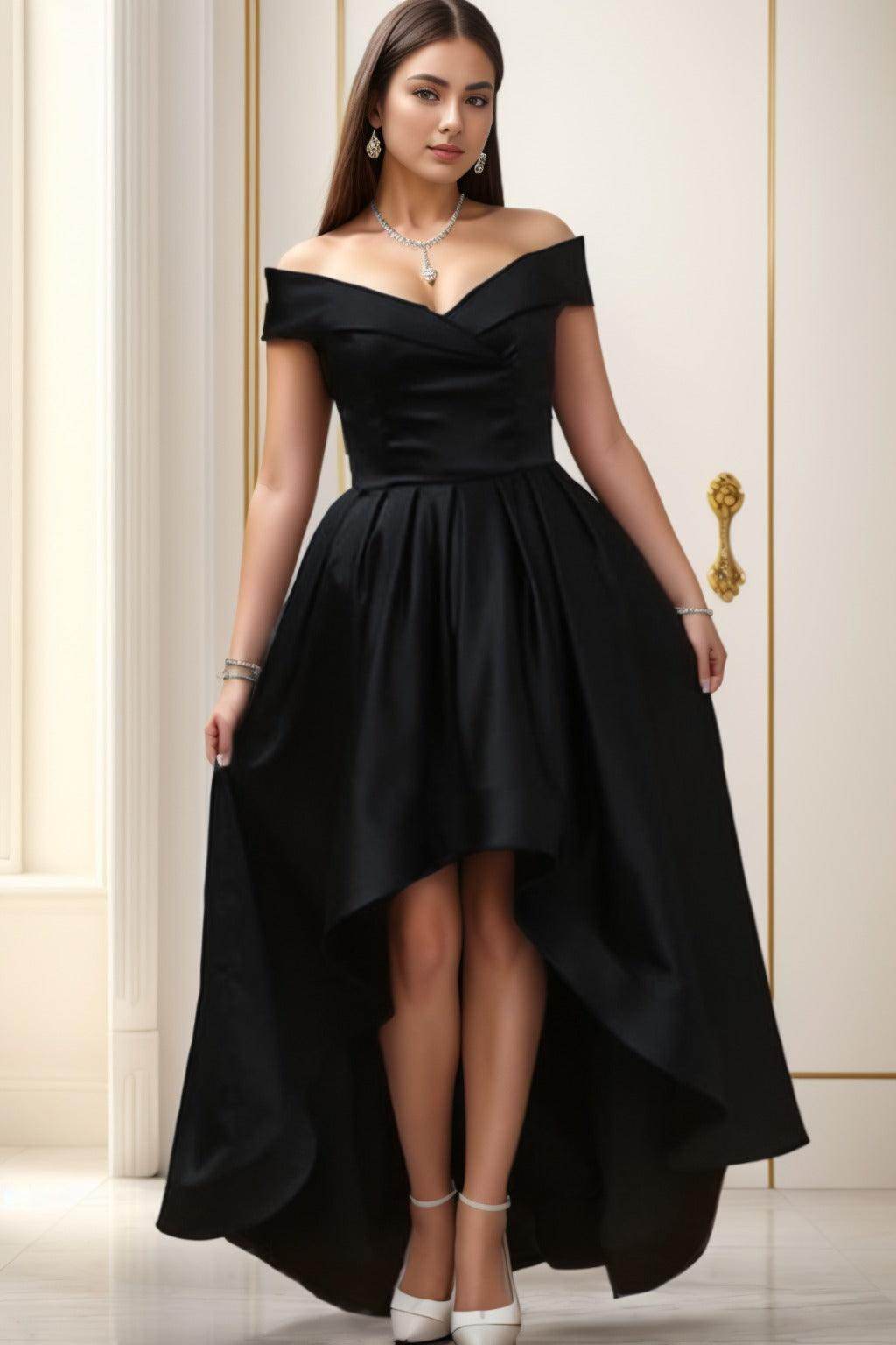 Asymmetrical High-Low Satin Homecoming Dresses CS0529