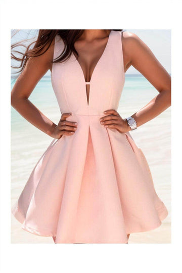 A-Line Knee Length Satin Homecoming Dresses CS0531