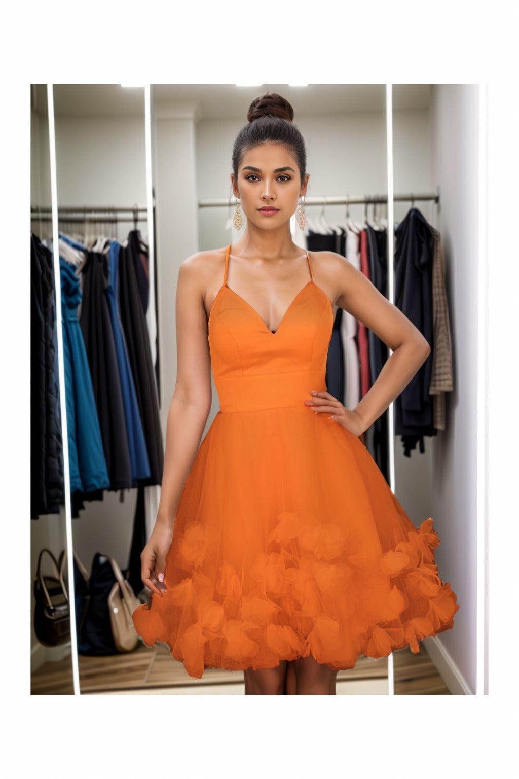 A-Line Knee Length Satin Homecoming Dresses CS0532
