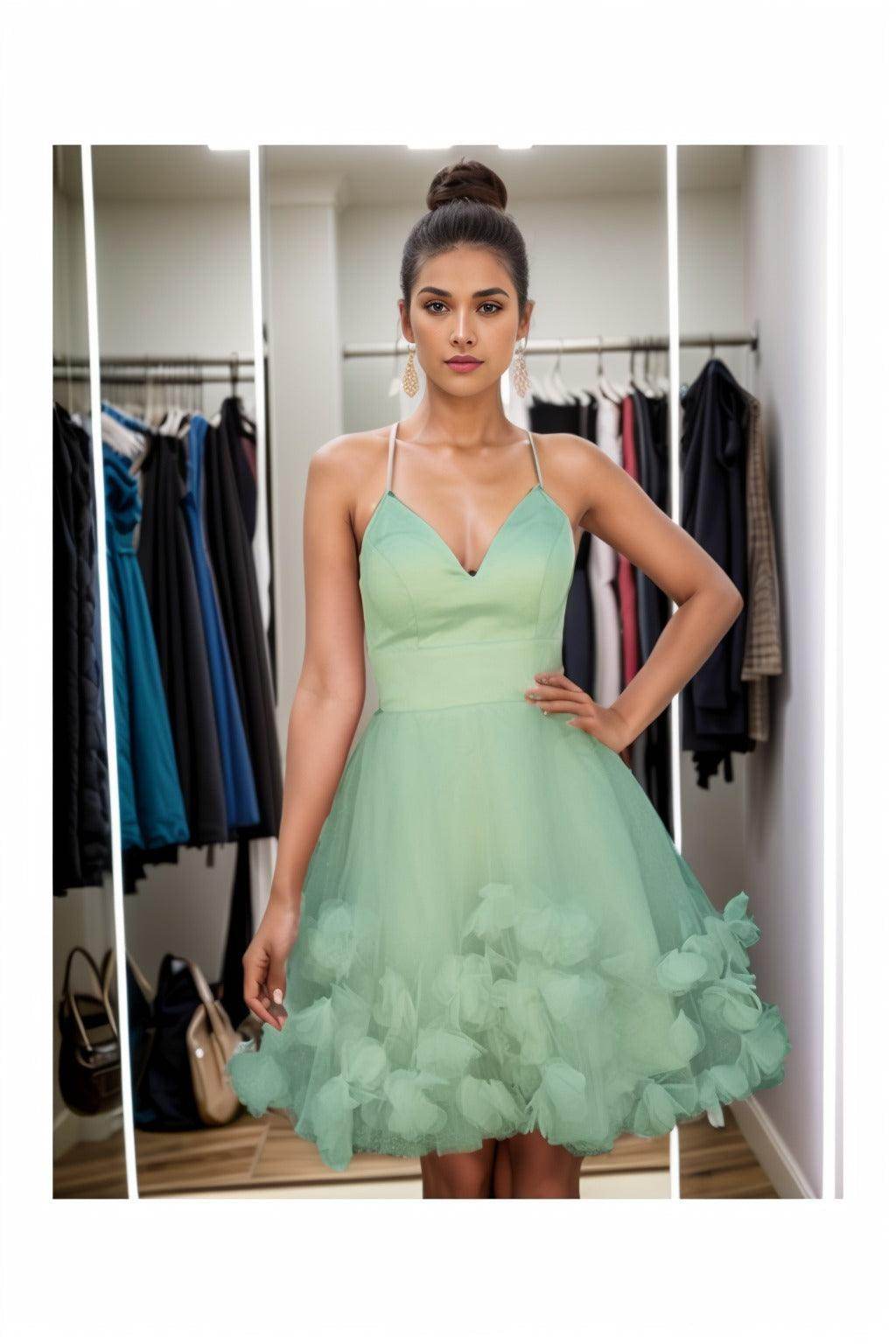 A-Line Knee Length Satin Homecoming Dresses CS0532