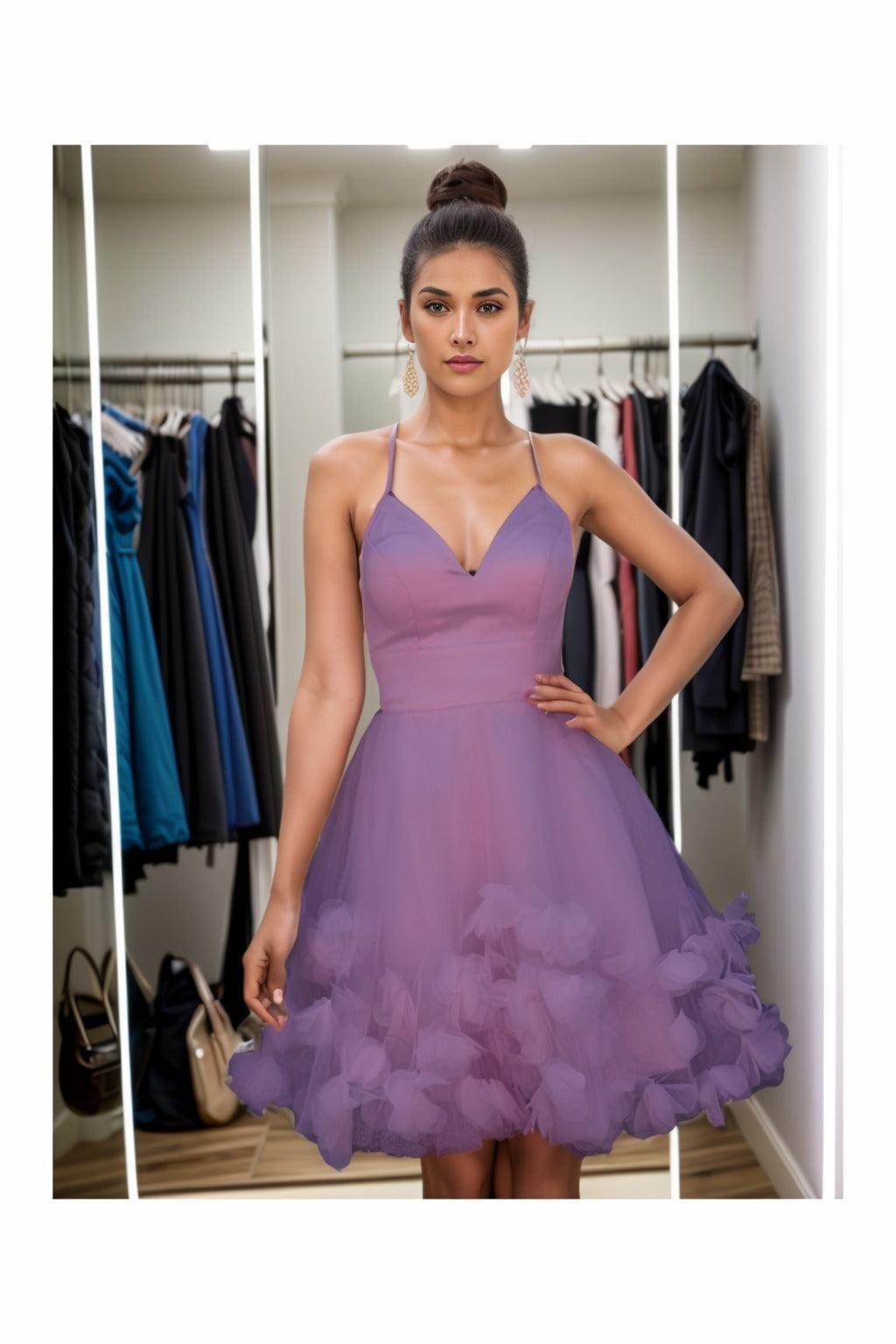 A-Line Knee Length Satin Homecoming Dresses CS0532