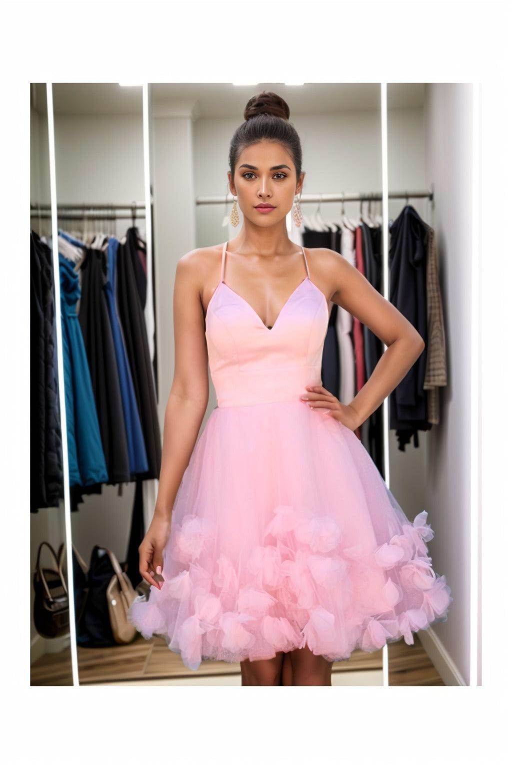 A-Line Knee Length Satin Homecoming Dresses CS0532