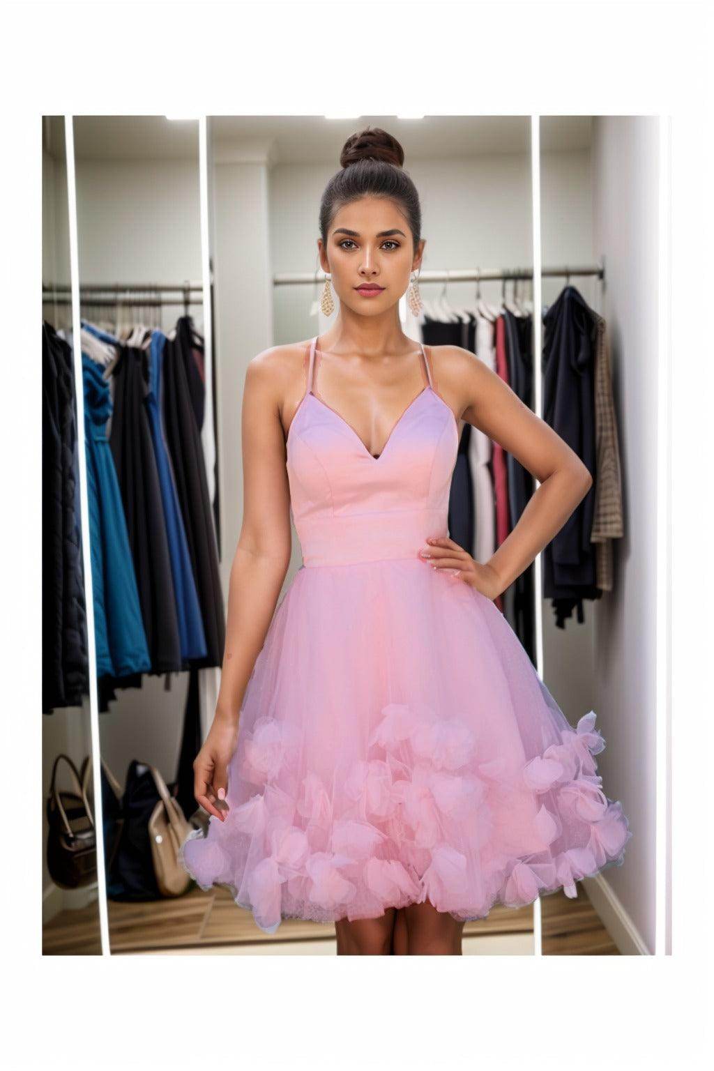 A-Line Knee Length Satin Homecoming Dresses CS0532