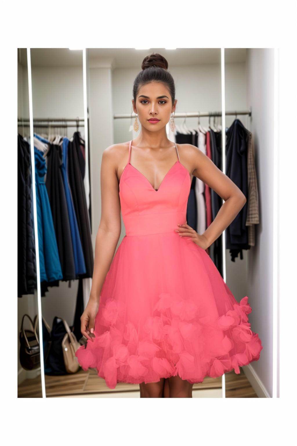 A-Line Knee Length Satin Homecoming Dresses CS0532