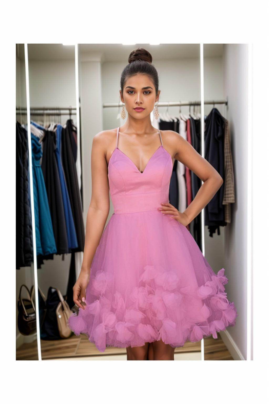 A-Line Knee Length Satin Homecoming Dresses CS0532
