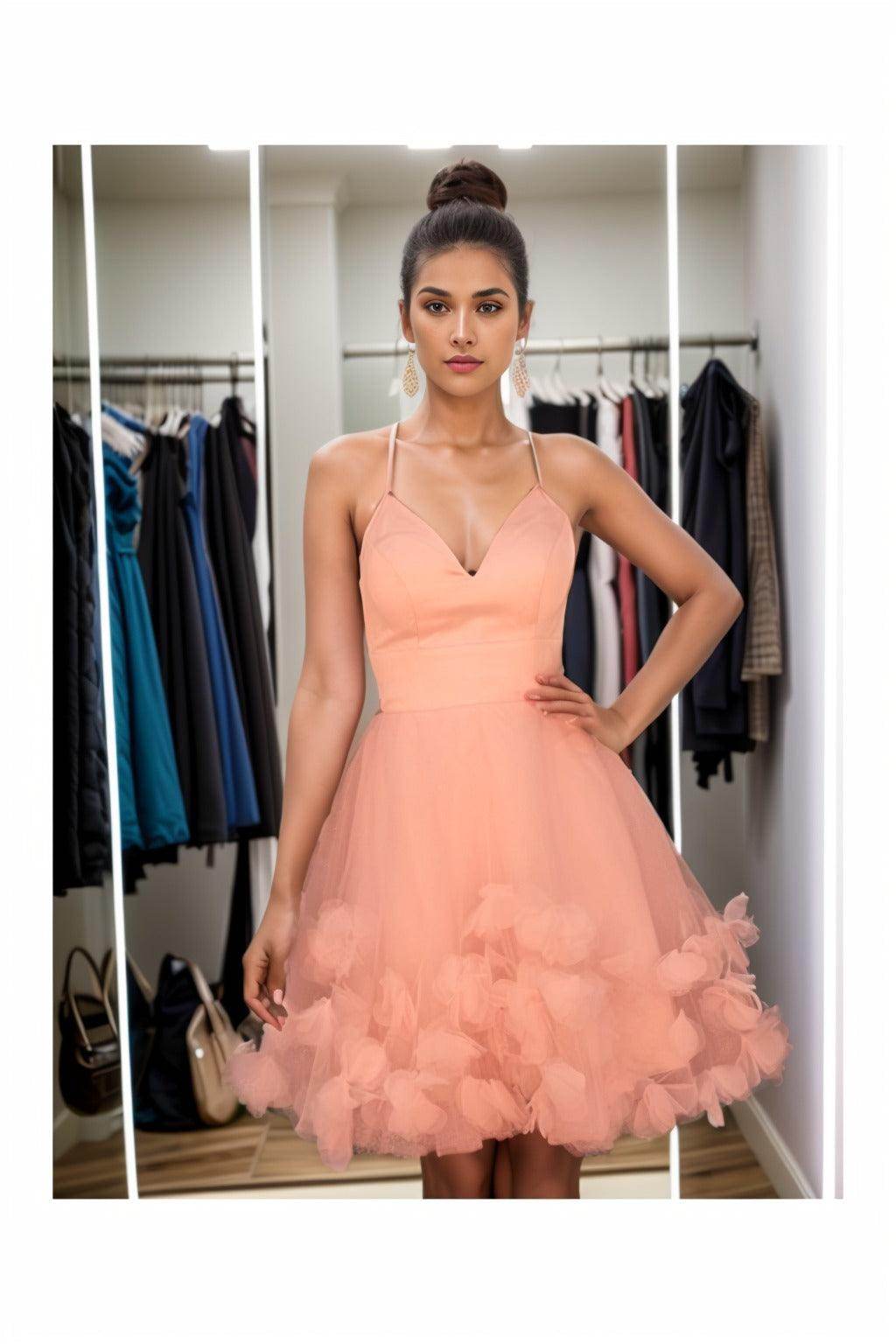 A-Line Knee Length Satin Homecoming Dresses CS0532