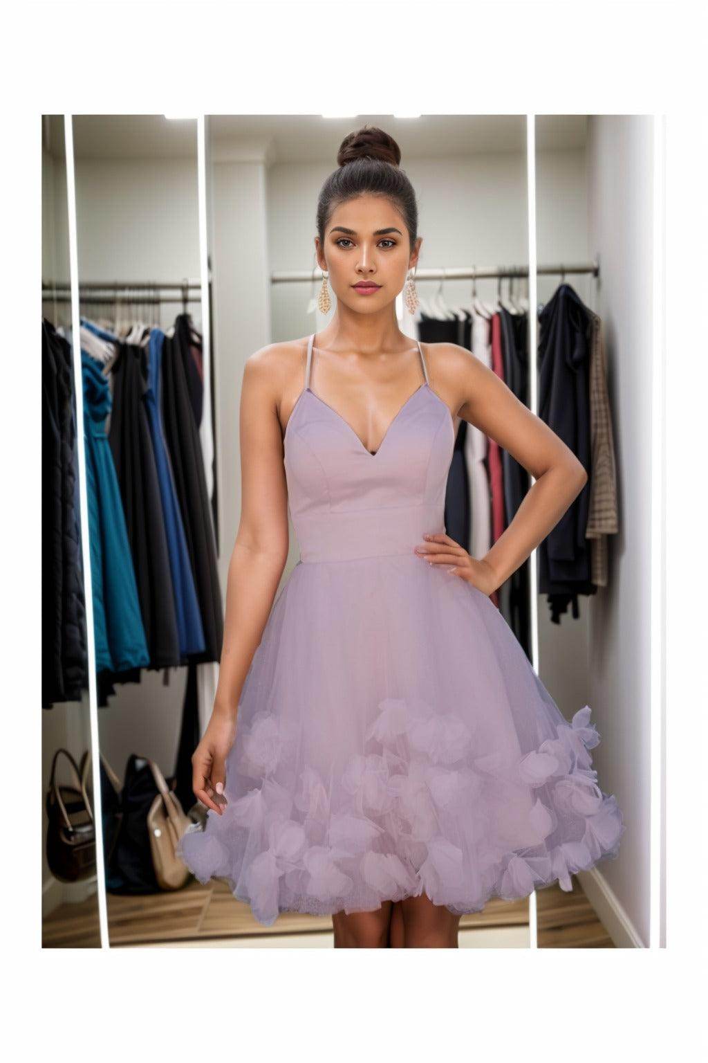 A-Line Knee Length Satin Homecoming Dresses CS0532