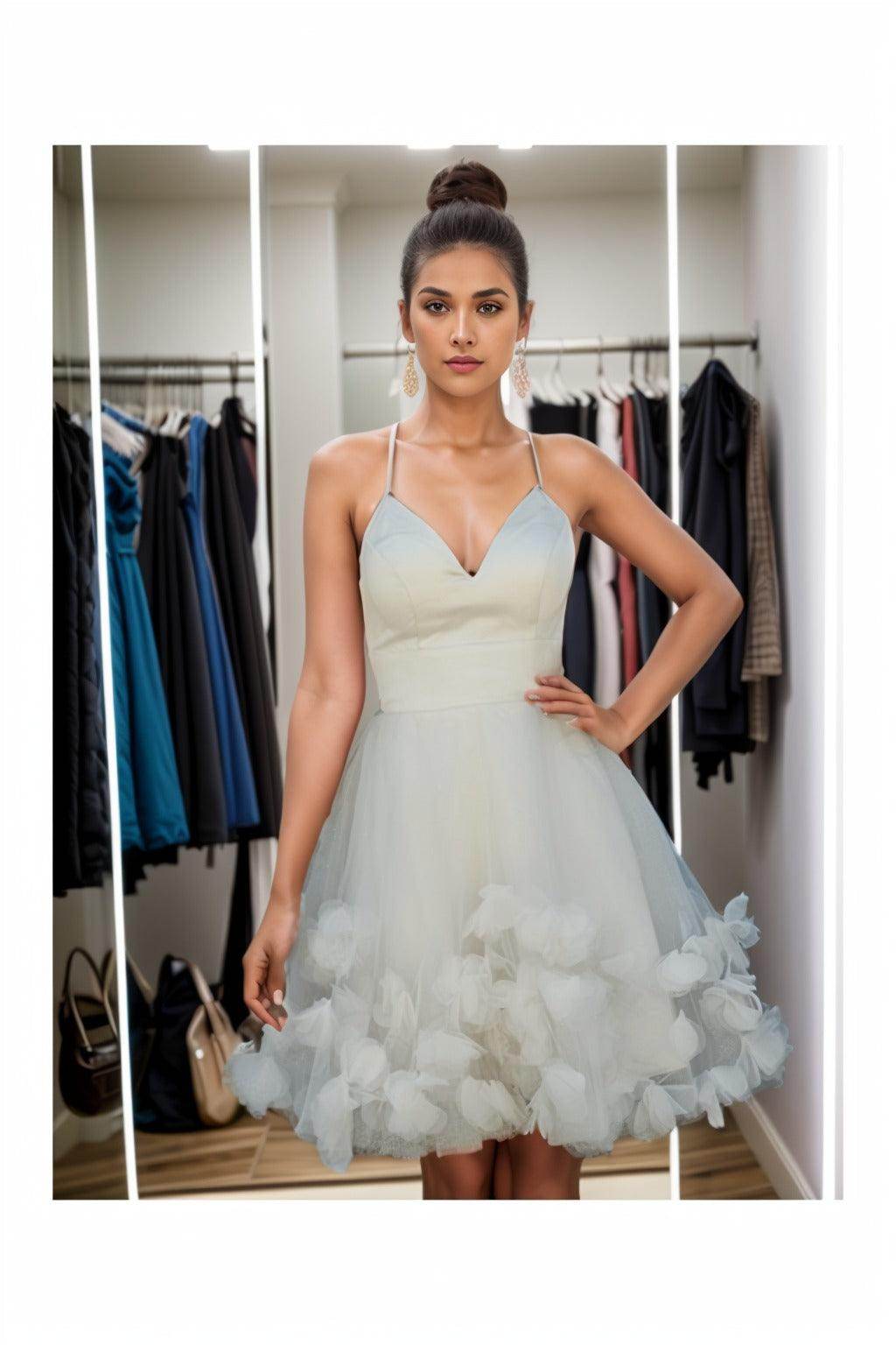 A-Line Knee Length Satin Homecoming Dresses CS0532