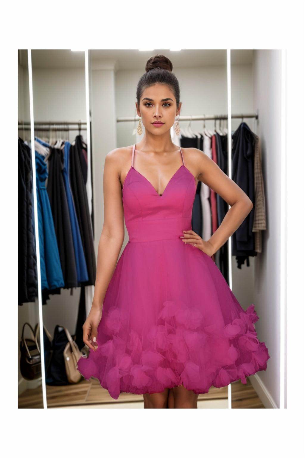 A-Line Knee Length Satin Homecoming Dresses CS0532