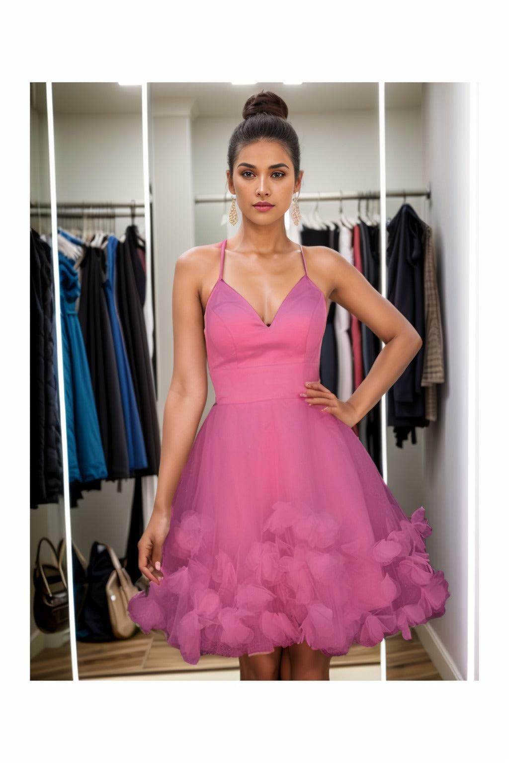 A-Line Knee Length Satin Homecoming Dresses CS0532