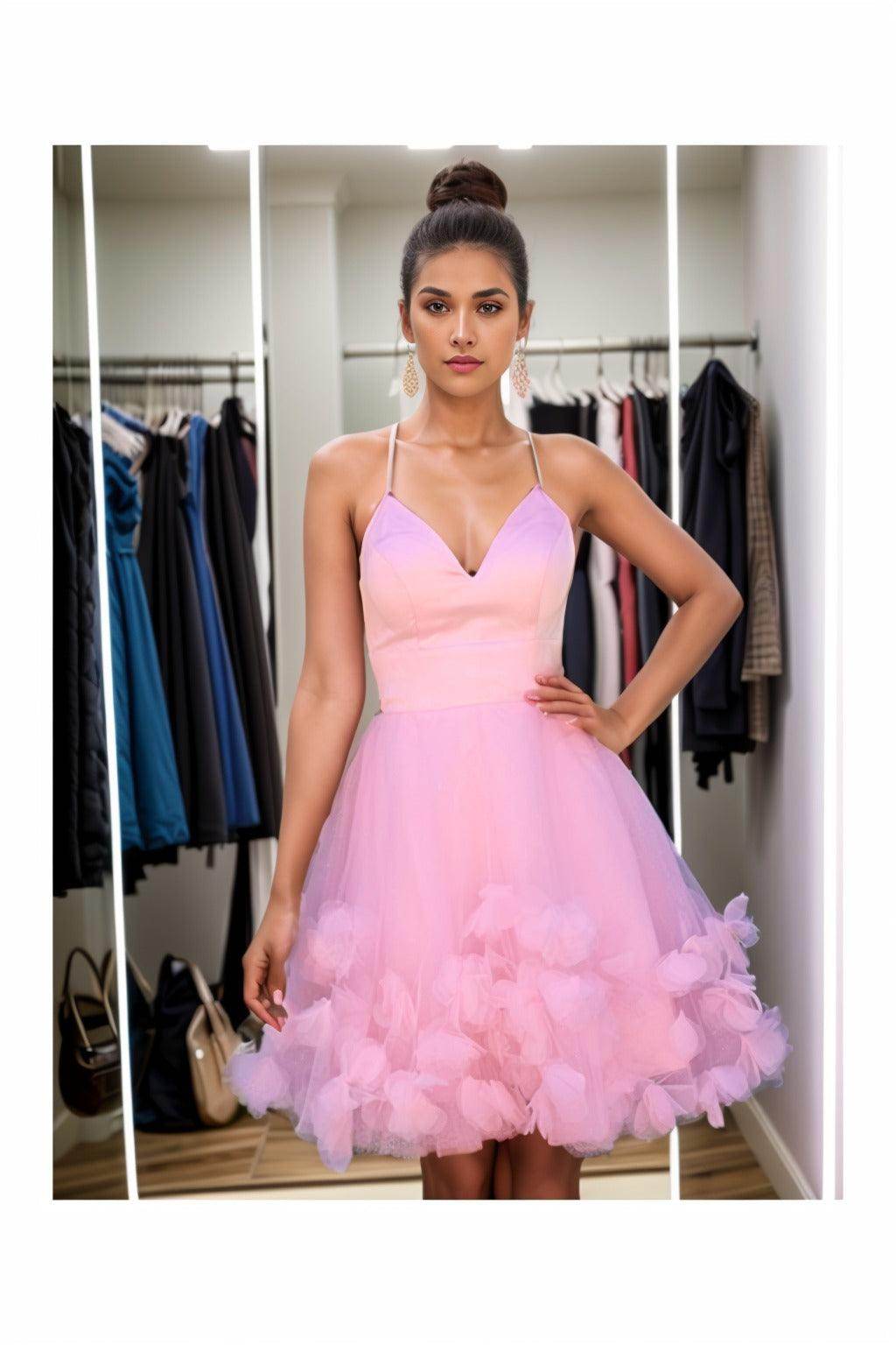 A-Line Knee Length Satin Homecoming Dresses CS0532