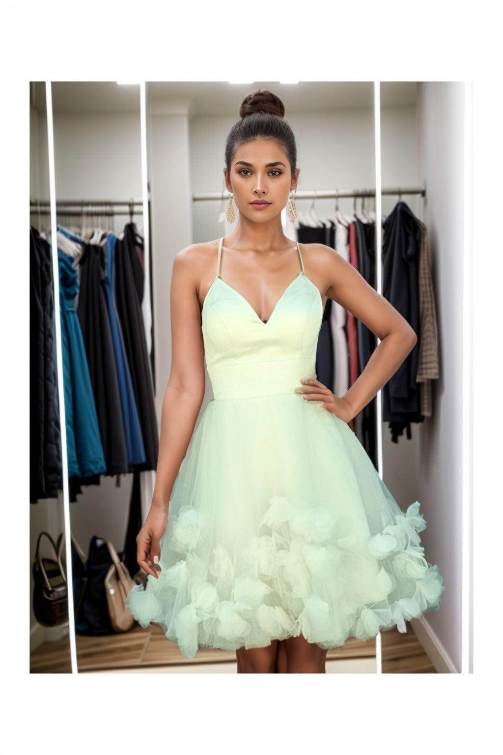 A-Line Knee Length Satin Homecoming Dresses CS0532