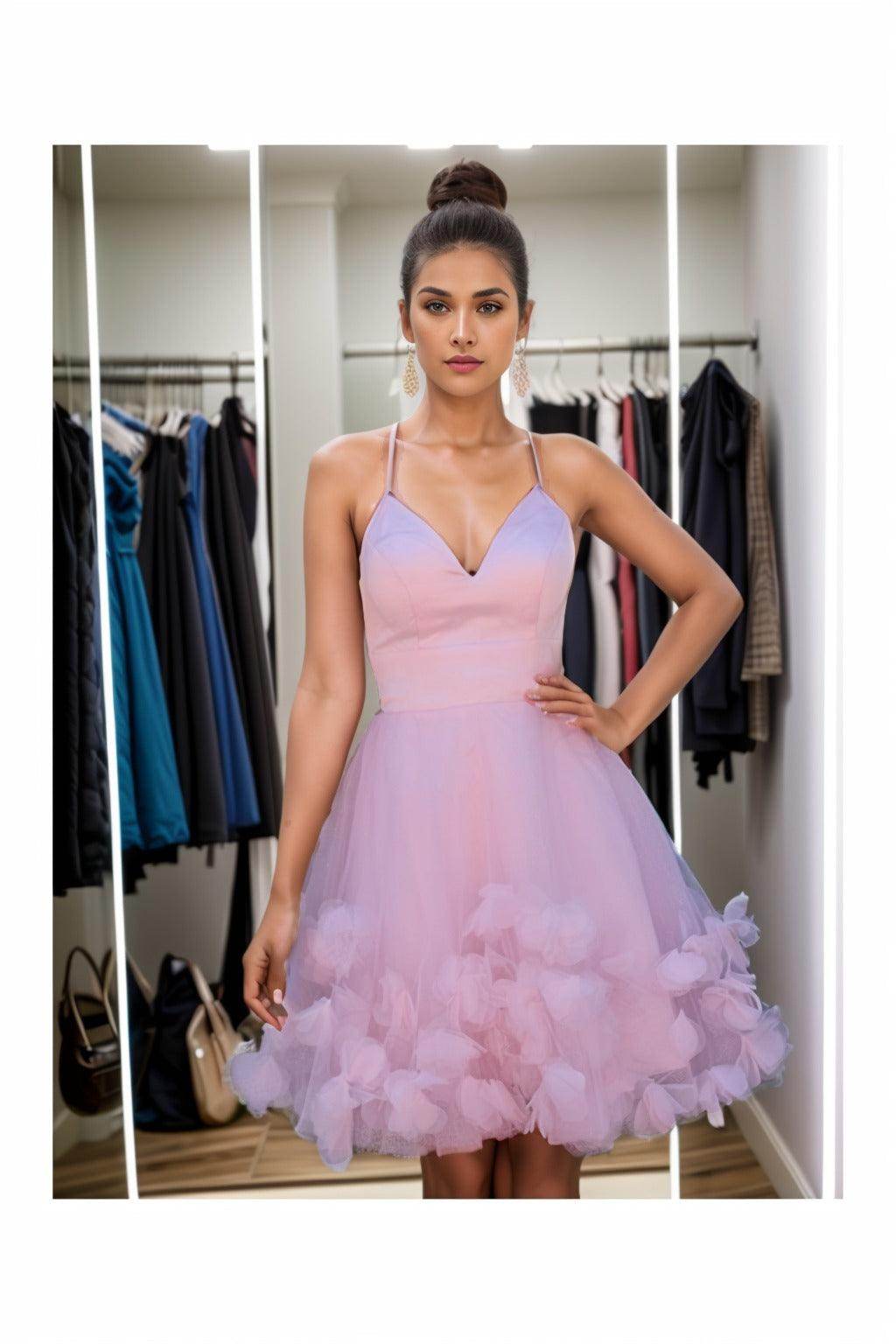 A-Line Knee Length Satin Homecoming Dresses CS0532