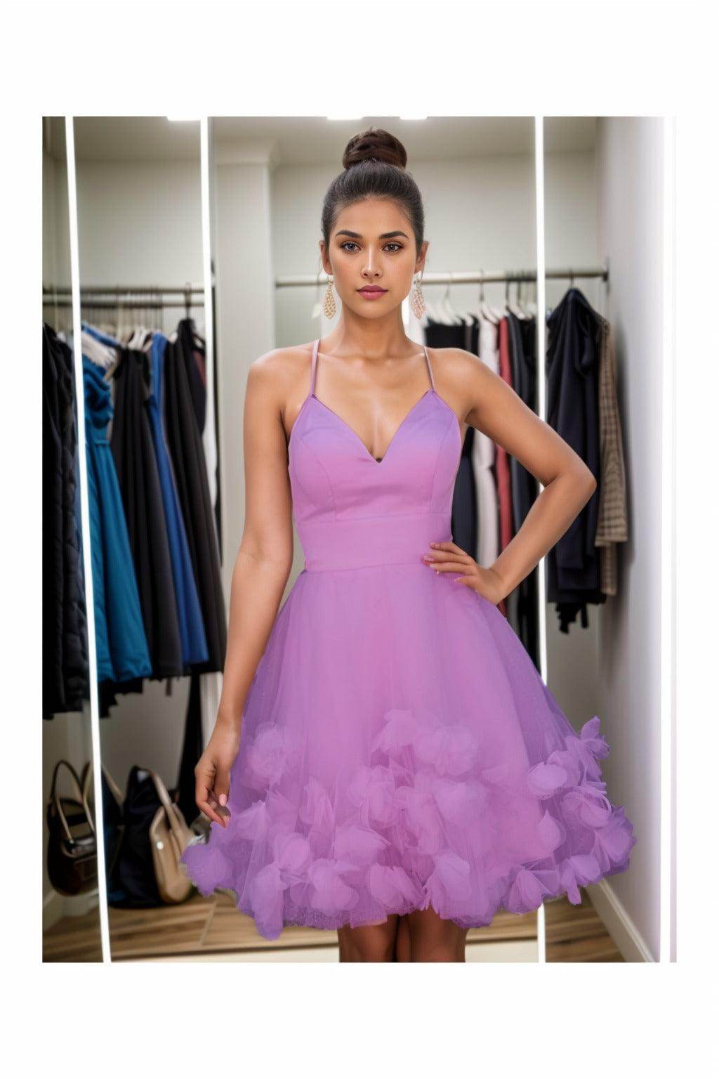 A-Line Knee Length Satin Homecoming Dresses CS0532