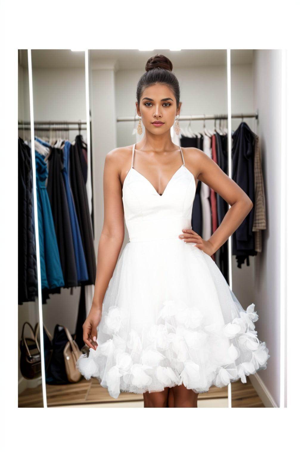 A-Line Knee Length Satin Homecoming Dresses CS0532