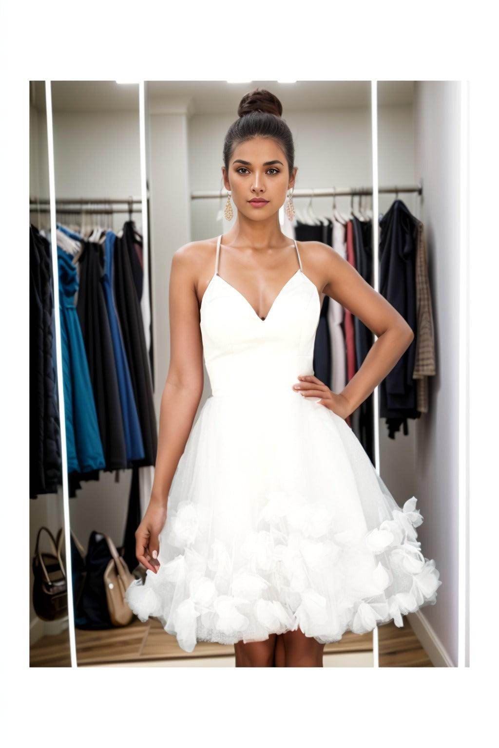 A-Line Knee Length Satin Homecoming Dresses CS0532
