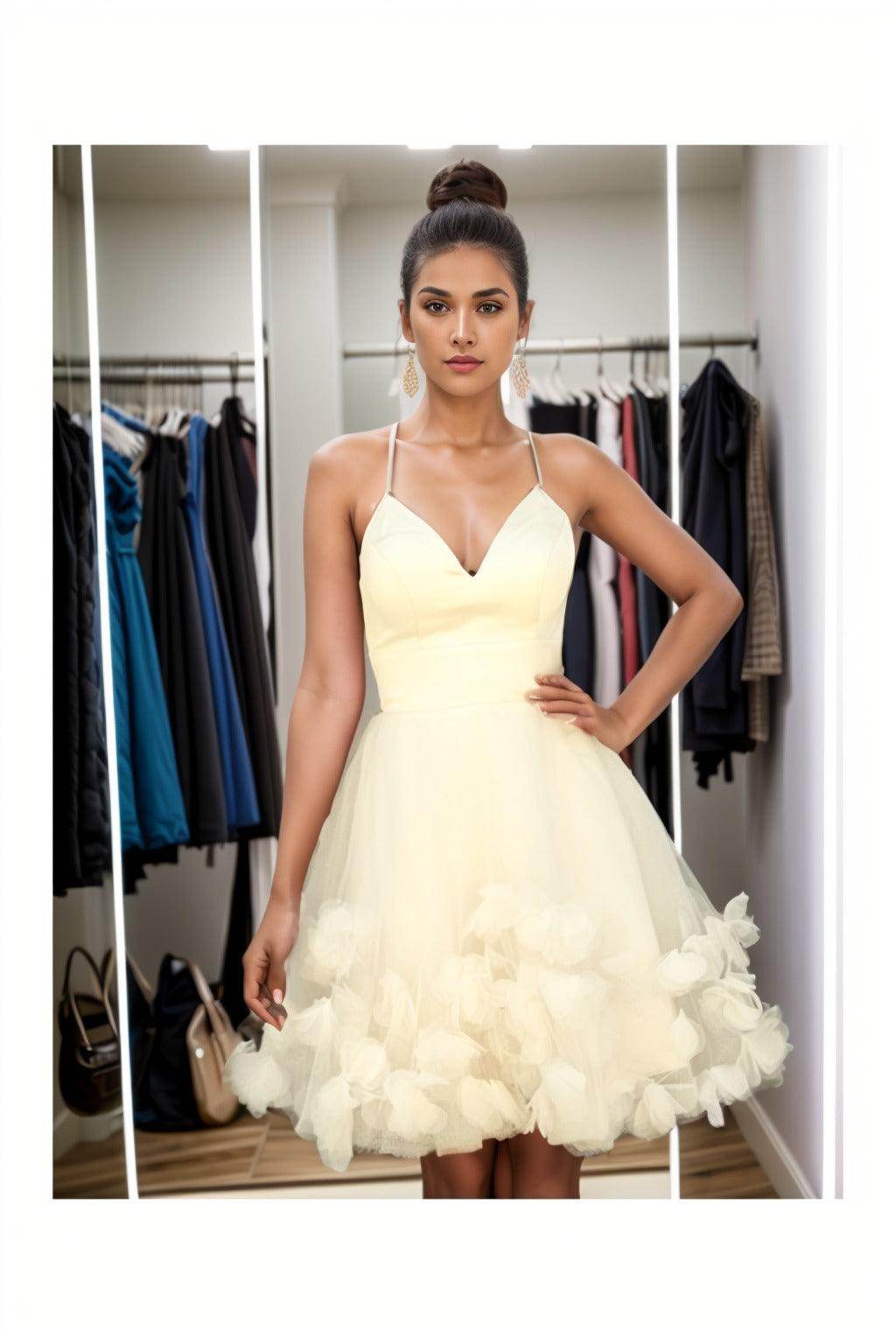 A-Line Knee Length Satin Homecoming Dresses CS0532