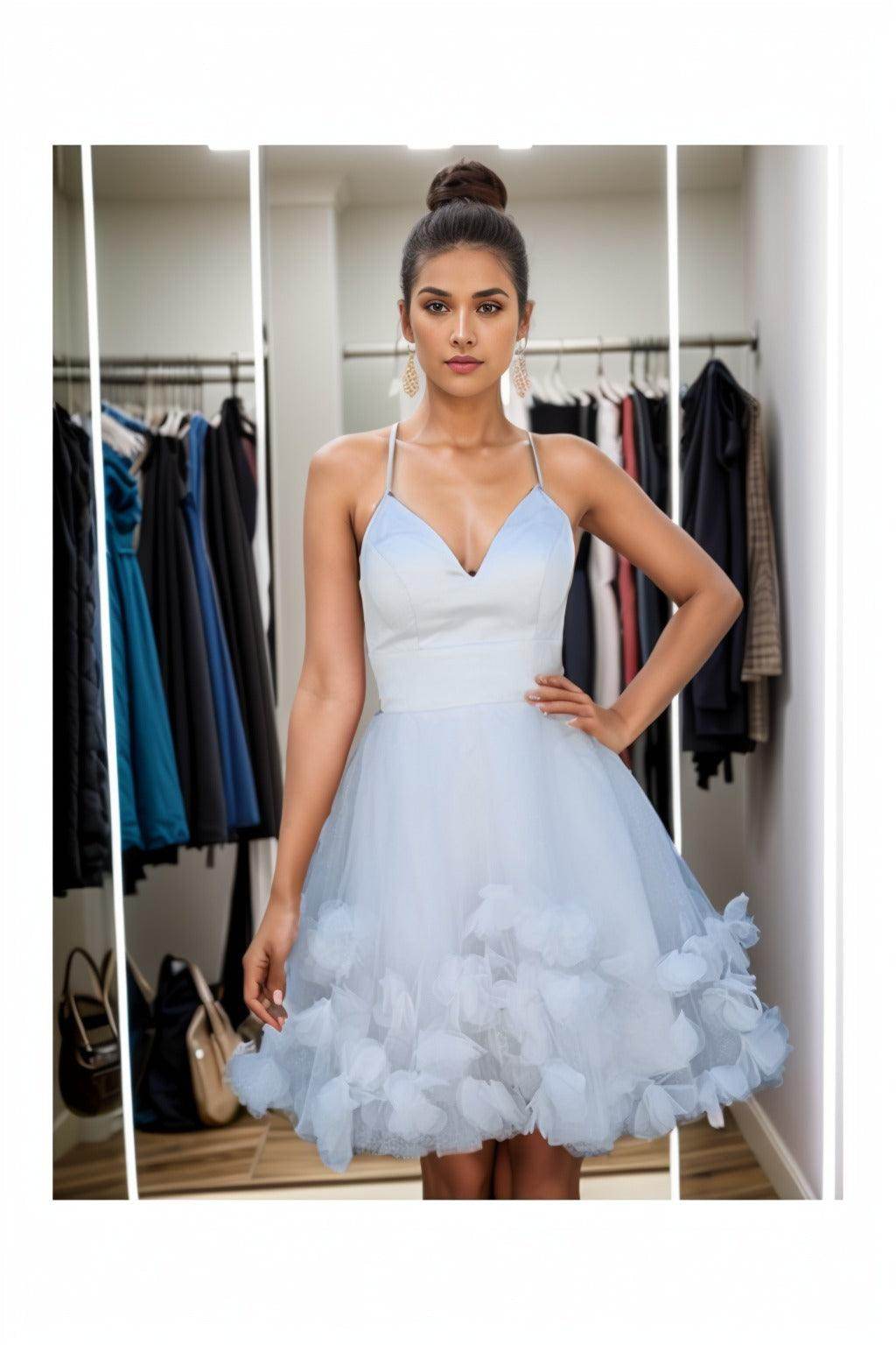 A-Line Knee Length Satin Homecoming Dresses CS0532