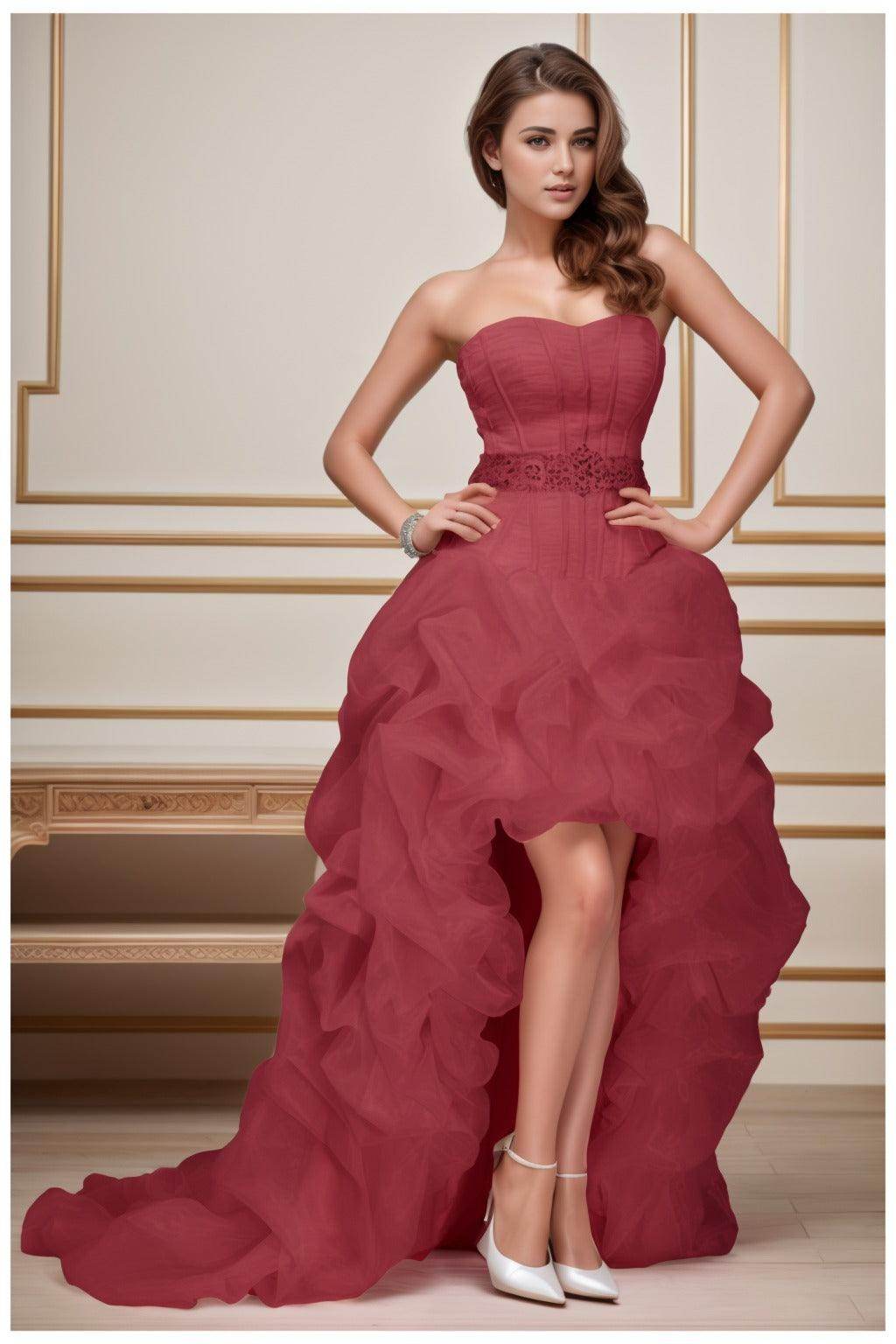 Ball Gown High-Low Organza Homecoming Dresses CS0534