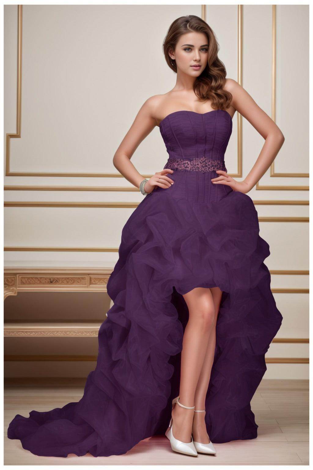 Ball Gown High-Low Organza Homecoming Dresses CS0534
