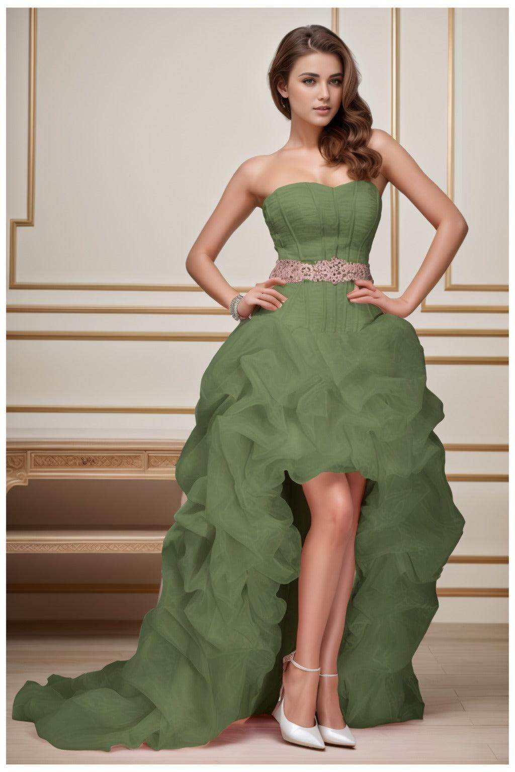 Ball Gown High-Low Organza Homecoming Dresses CS0534