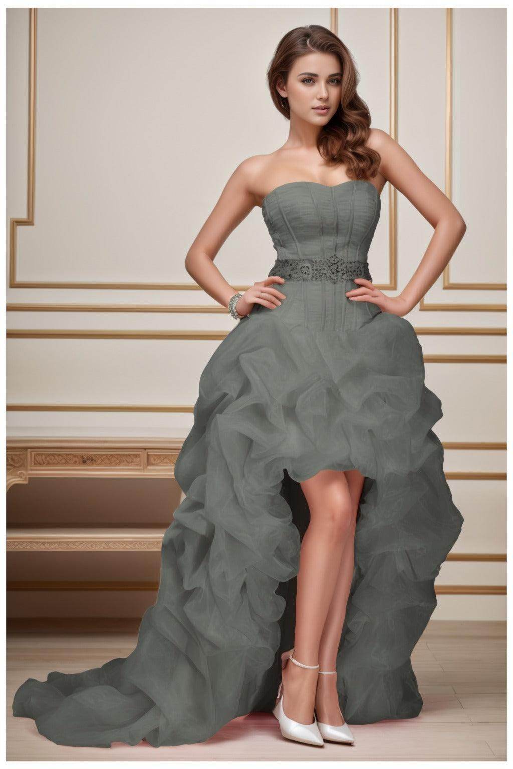 Ball Gown High-Low Organza Homecoming Dresses CS0534