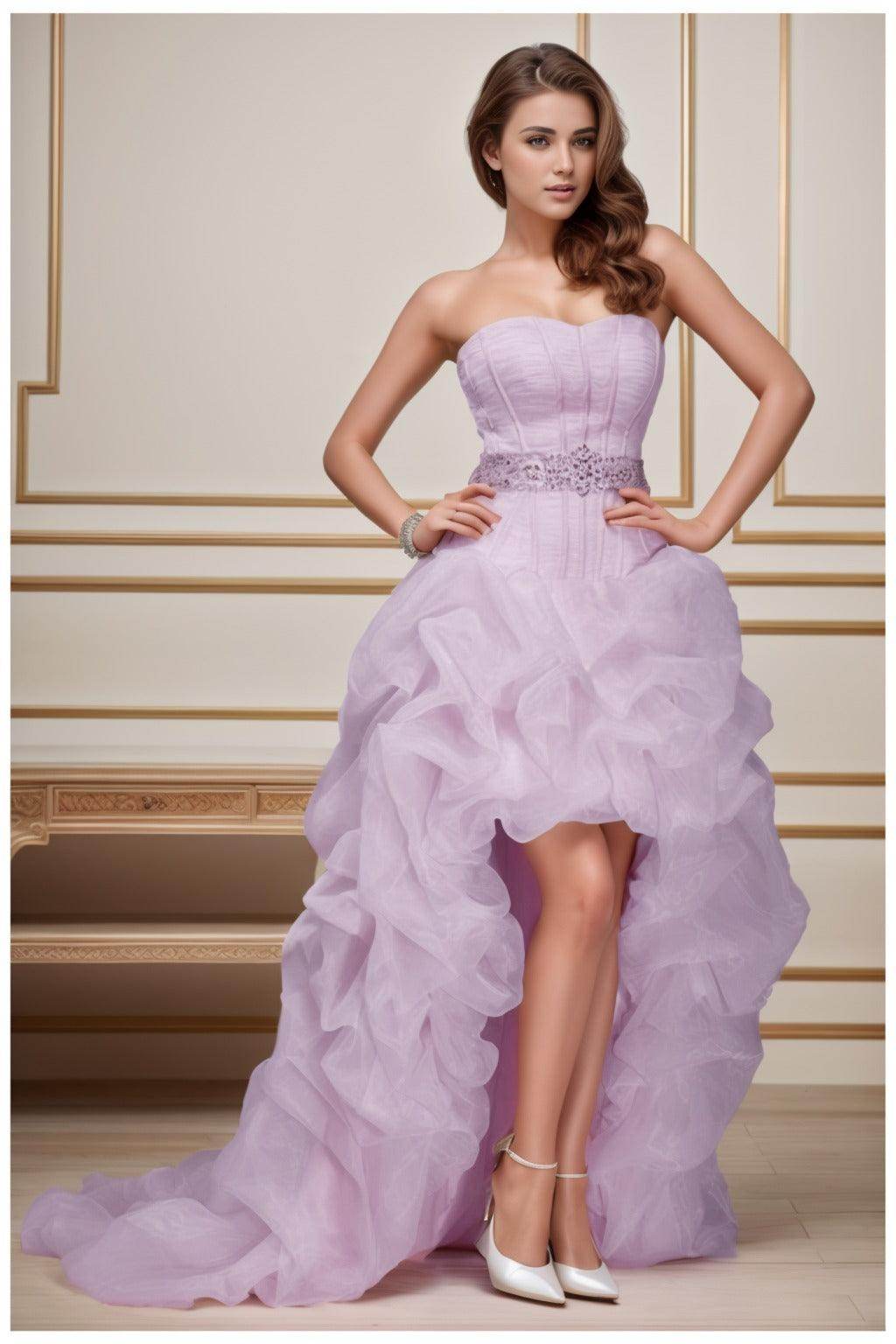 Ball Gown High-Low Organza Homecoming Dresses CS0534