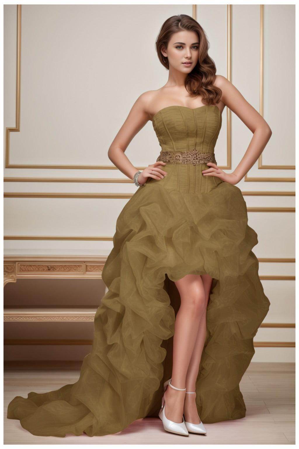 Ball Gown High-Low Organza Homecoming Dresses CS0534