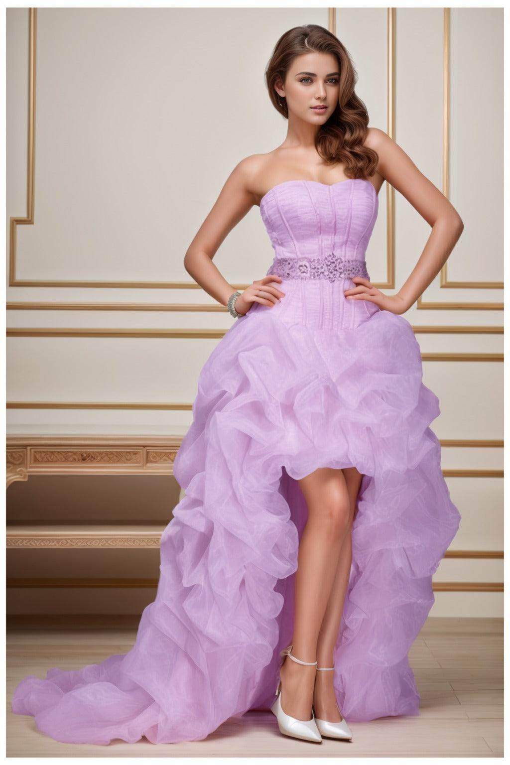 Ball Gown High-Low Organza Homecoming Dresses CS0534