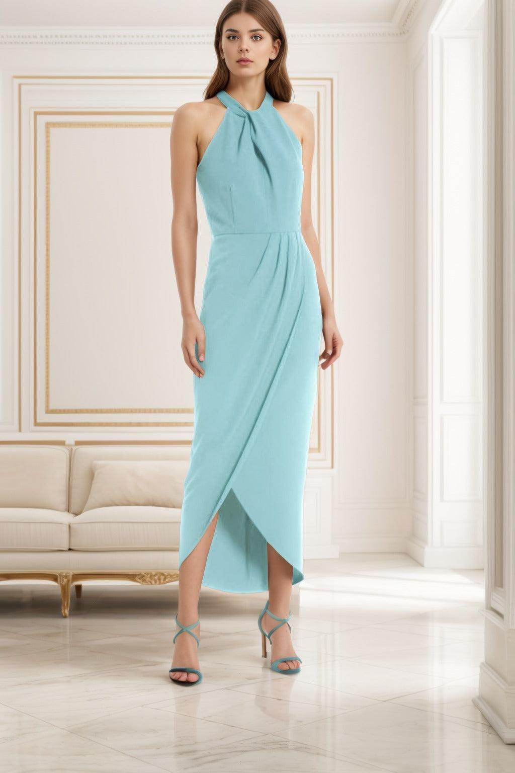 Sheath-Column High-Low Stretch Chiffon Graduation Dresses CS0537