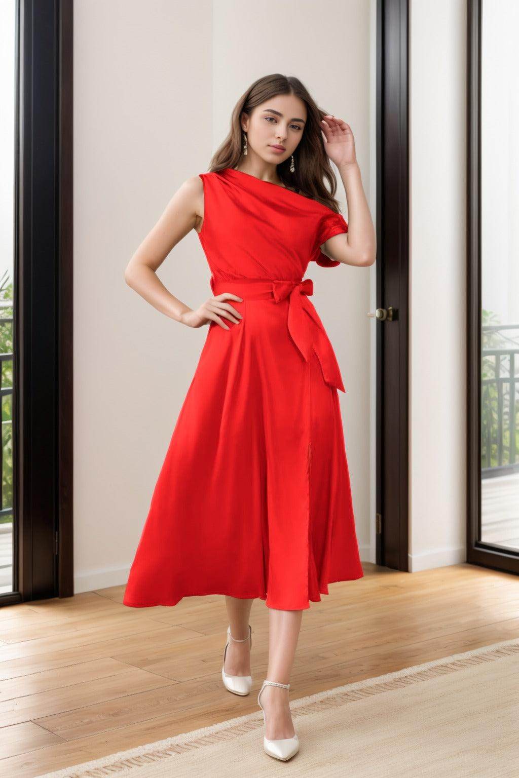 Sheath-Column Tea Length Silk-Like Graduation Dresses CS0540