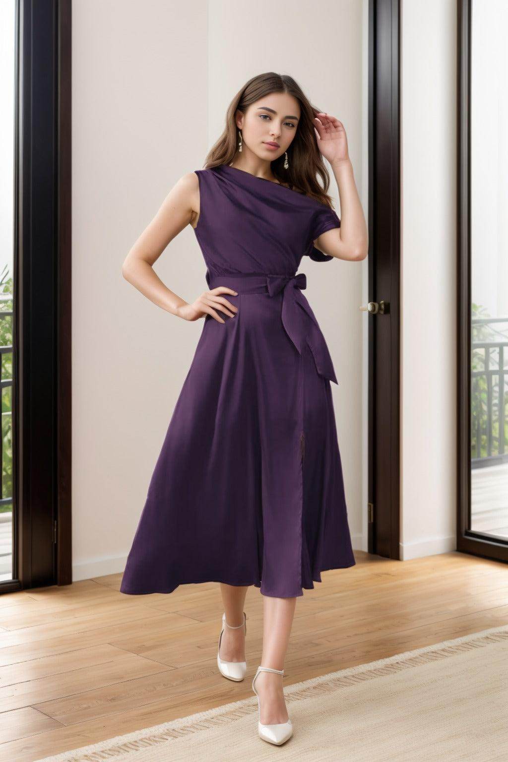 Sheath-Column Tea Length Silk-Like Graduation Dresses CS0540