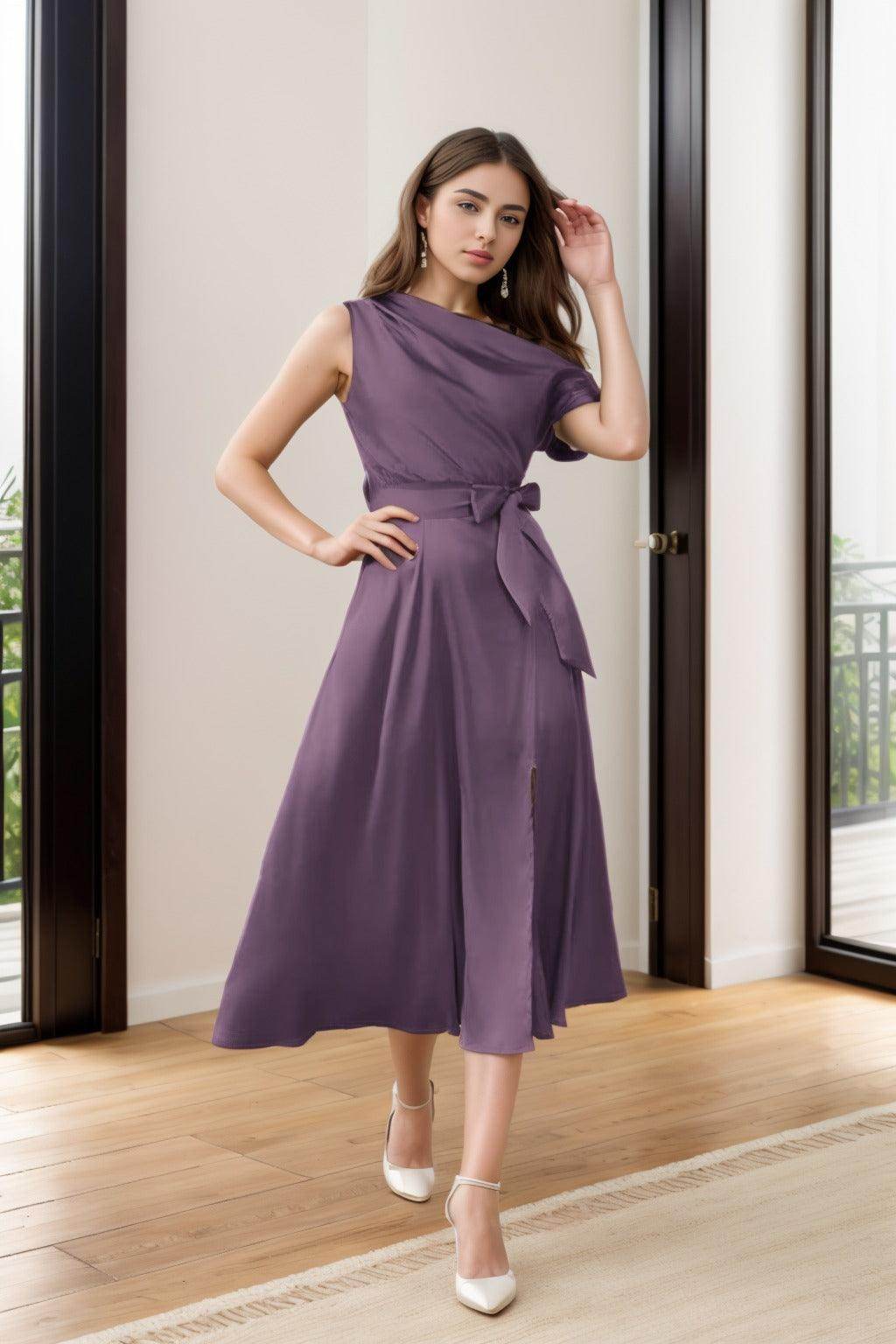 Sheath-Column Tea Length Silk-Like Graduation Dresses CS0540