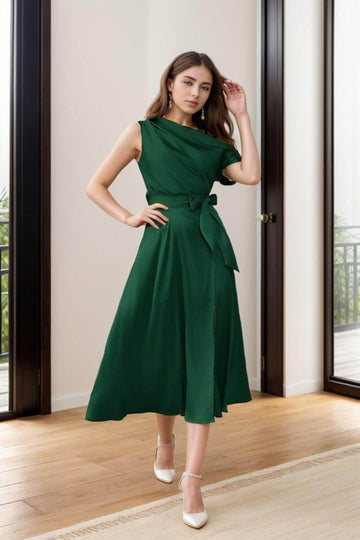Sheath-Column Tea Length Silk-Like Graduation Dresses CS0540