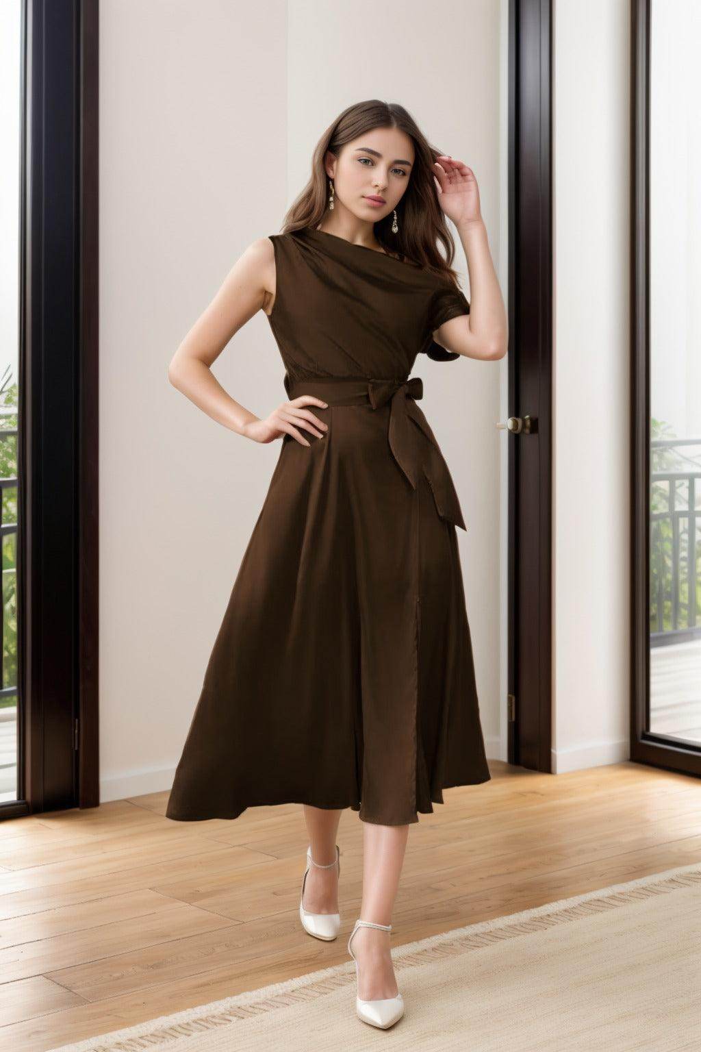 Sheath-Column Tea Length Silk-Like Graduation Dresses CS0540