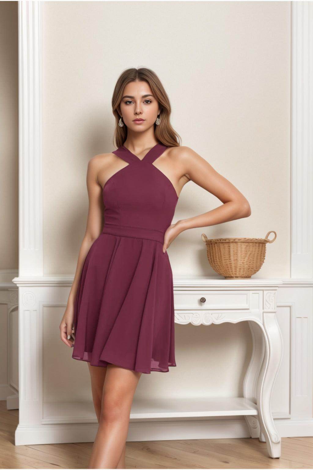 A-Line Short-Mini Chiffon Graduation Dresses CS0541